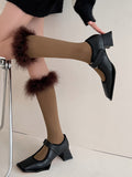 Feather Accent Tall Socks 8064