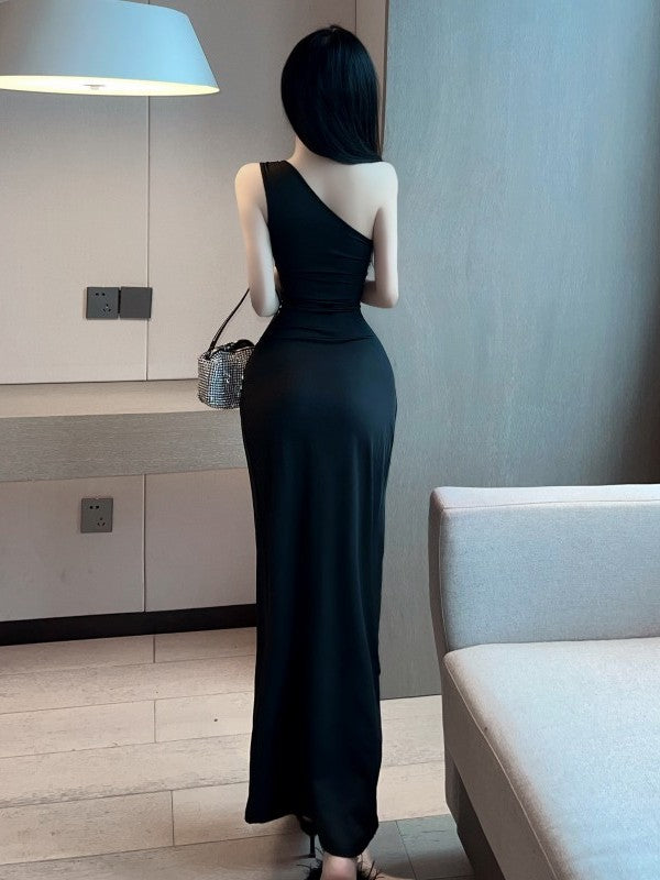 One Shoulder Slim Long Dress Elegant 8527 (S/M/L)