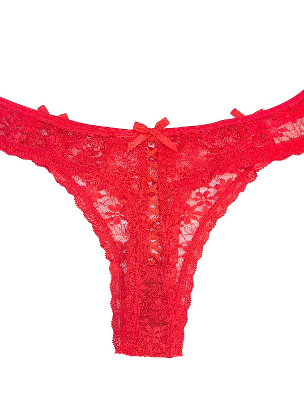 Women's Low Waist Lace Ribbon Thong Trousers 8813 (M/L)