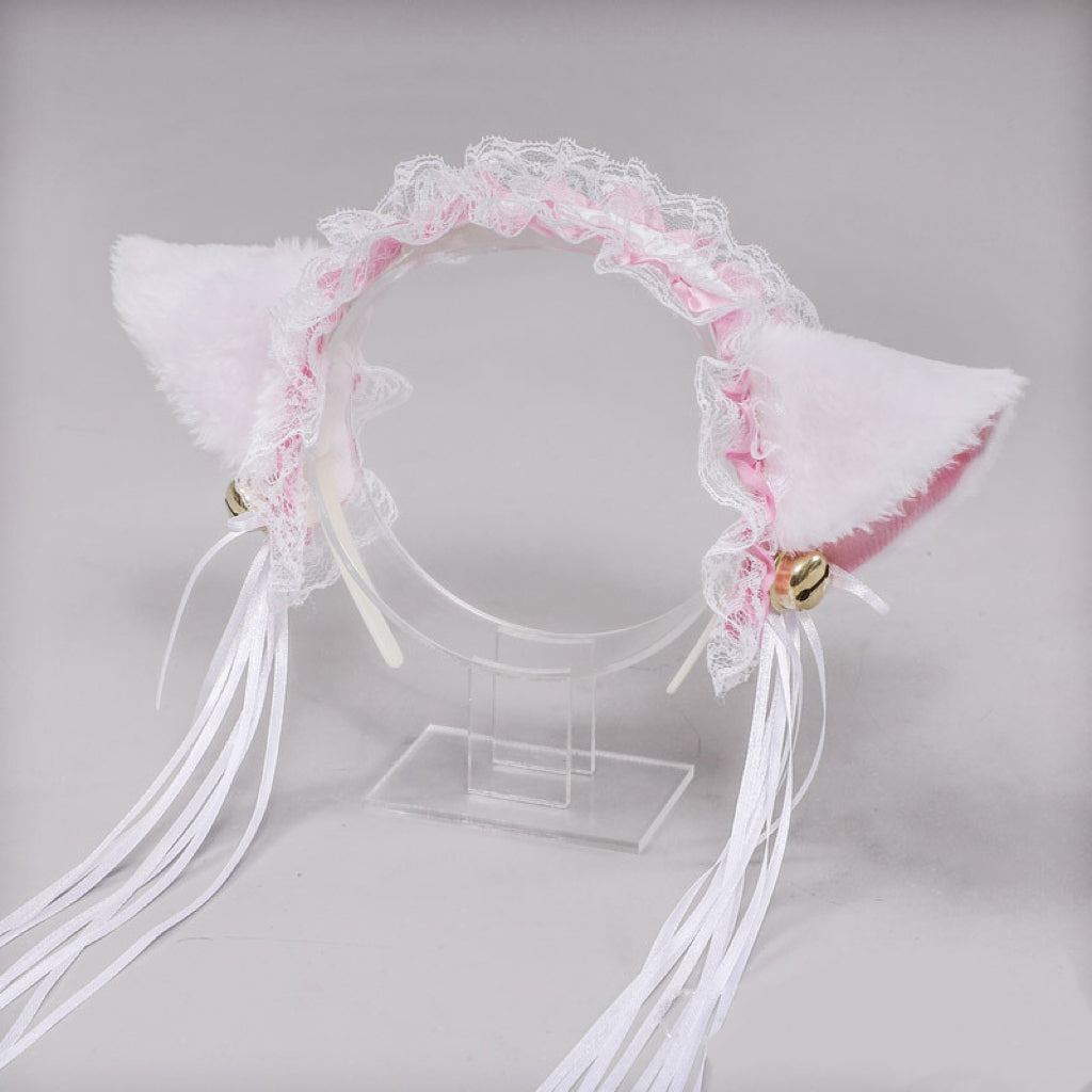 LS Bando Cosplay Lucu Telinga Kucing Renda Tali Rumbai Fashion Lolita All Size 8805 Hiasan Kepala Wanita Cat Ear With Tassel