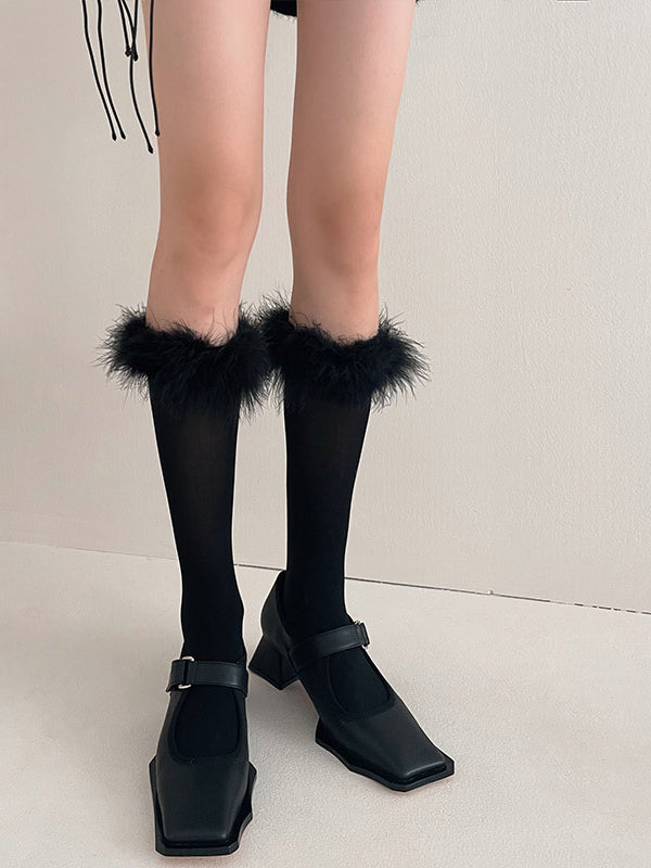 Feather Accent Tall Socks 8064