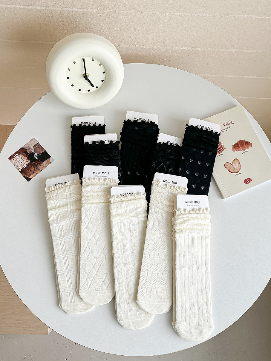 Women's Socks Ruffle Thin Long Stockings 8694