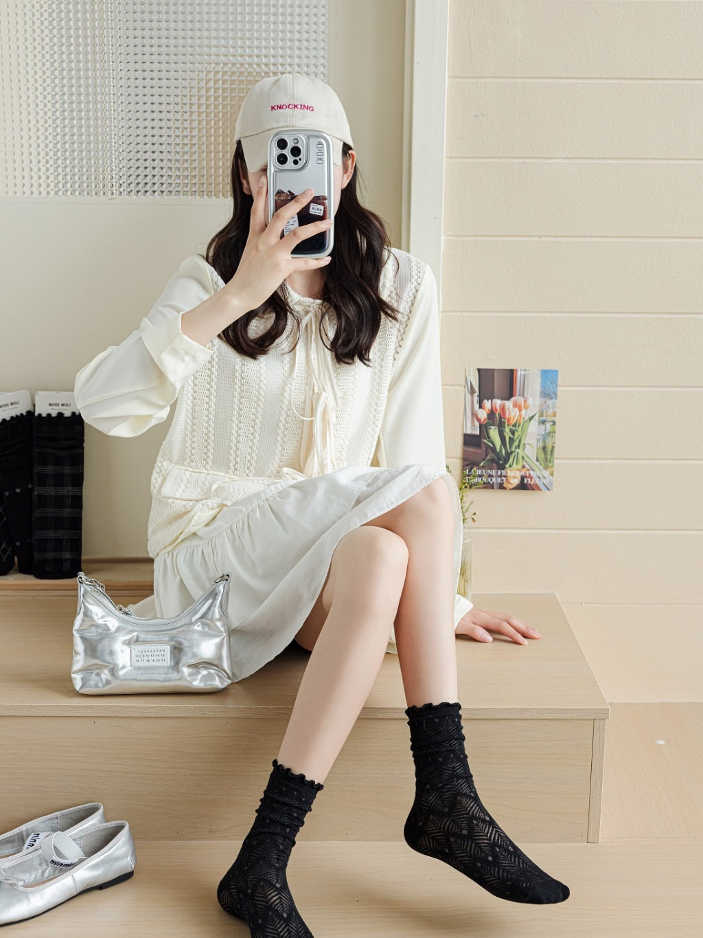 Women's Socks Ruffle Thin Long Stockings 8694