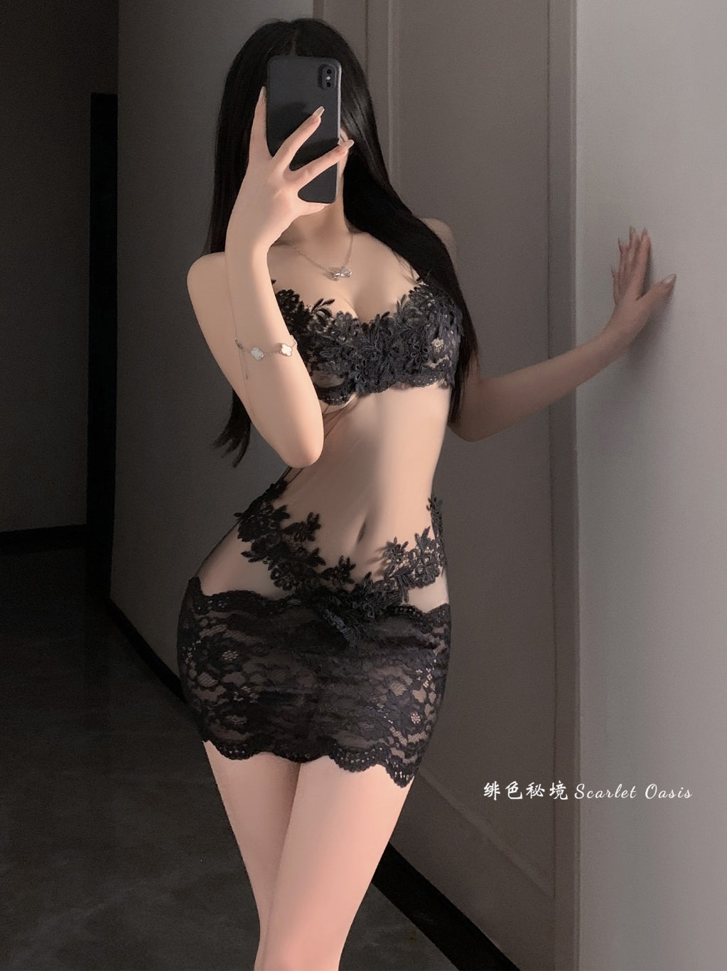Lingerie Wanita Woman Baju Tidur Hollow Out Lace Bodysuit P111