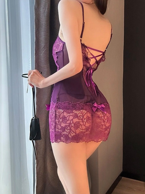 Women's Lingerie Babydoll Lace Transparant V Neck P045