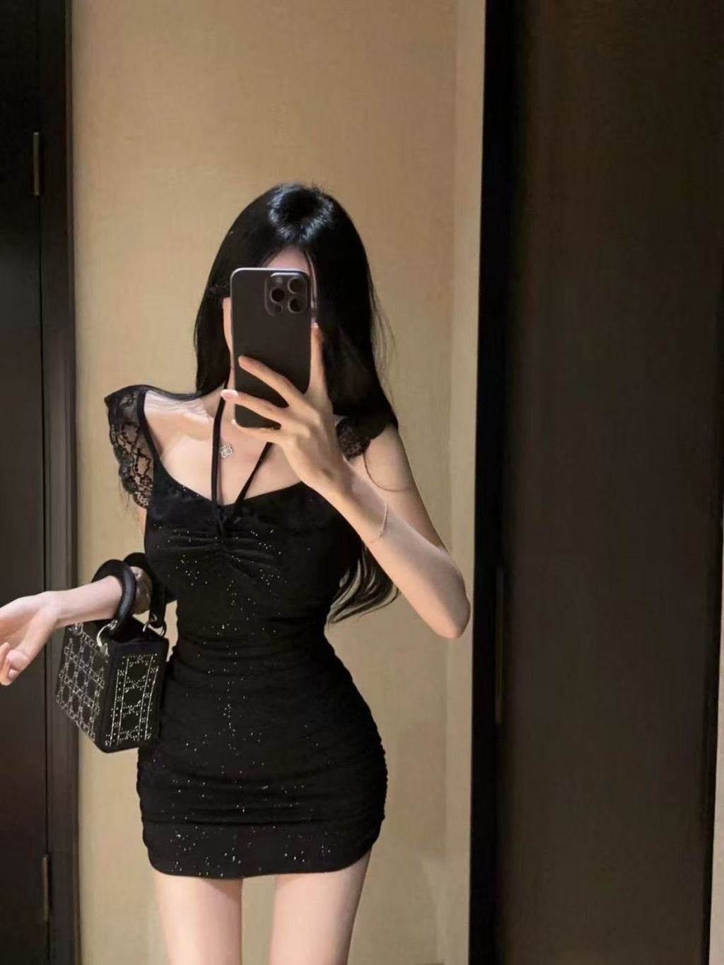Off Shoulder Glitter Lace Trim Mini Bodycon Dress L020